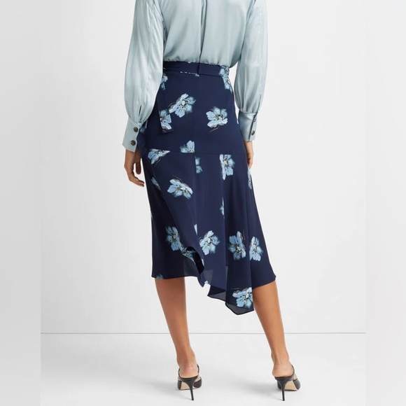 NWT Club Monaco Midi Wrap Skirt blue mix floral Size 4 - Picture 2 of 5